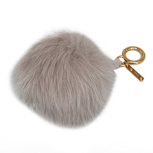 Fendi Pom Pom Charm Keychain 7AR259 Gray Fur