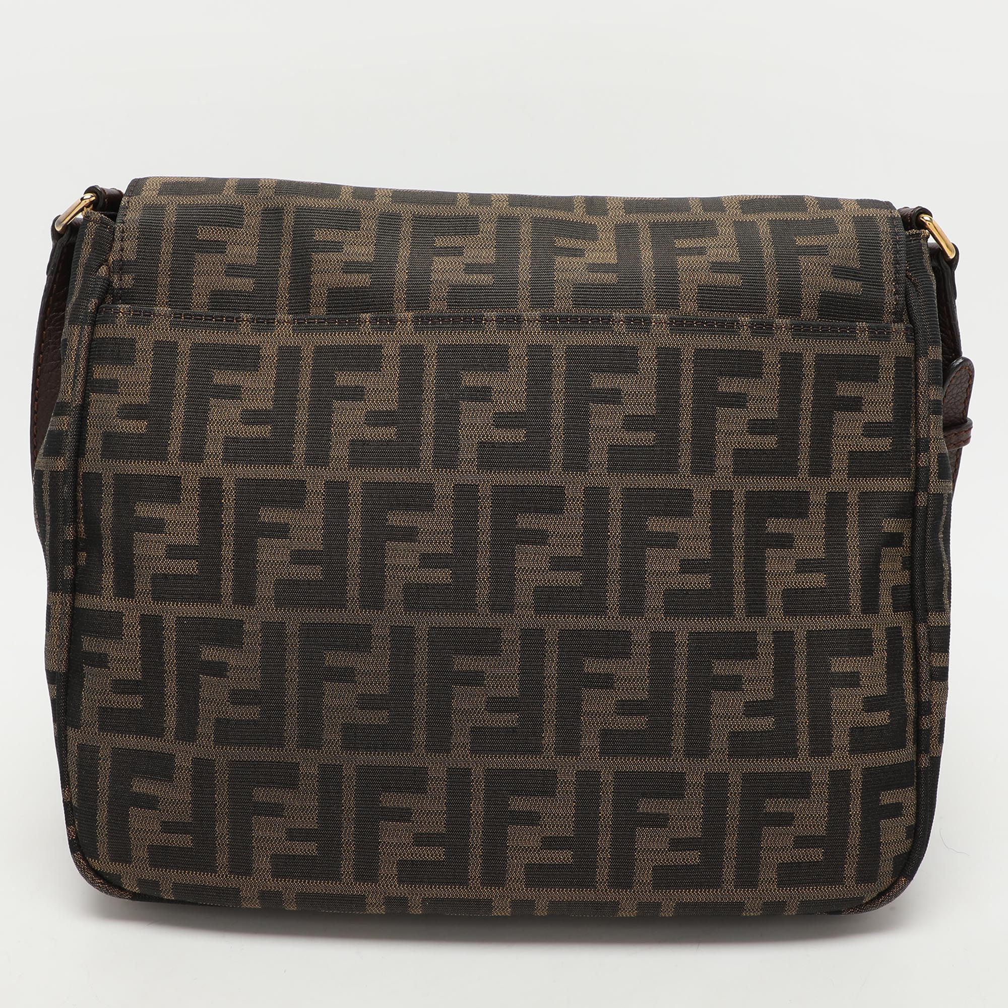 Fendi Zucca Canvas Flap Crossbody Bag