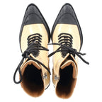 Chloe Rylee Lace Up Ankle Boots in Cream Calfskin Leather