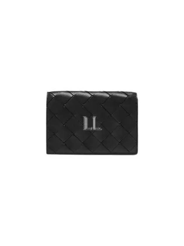 Bottega Veneta Intrecciato Flap Business Card Wallet Black