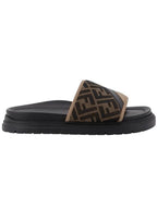 Fendi Diagonal Jacquard Slippers Brown