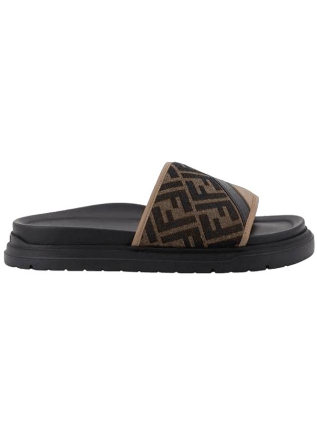 Fendi Diagonal Jacquard Slippers Brown
