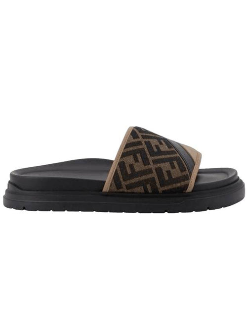 Fendi Diagonal Jacquard Slippers Brown