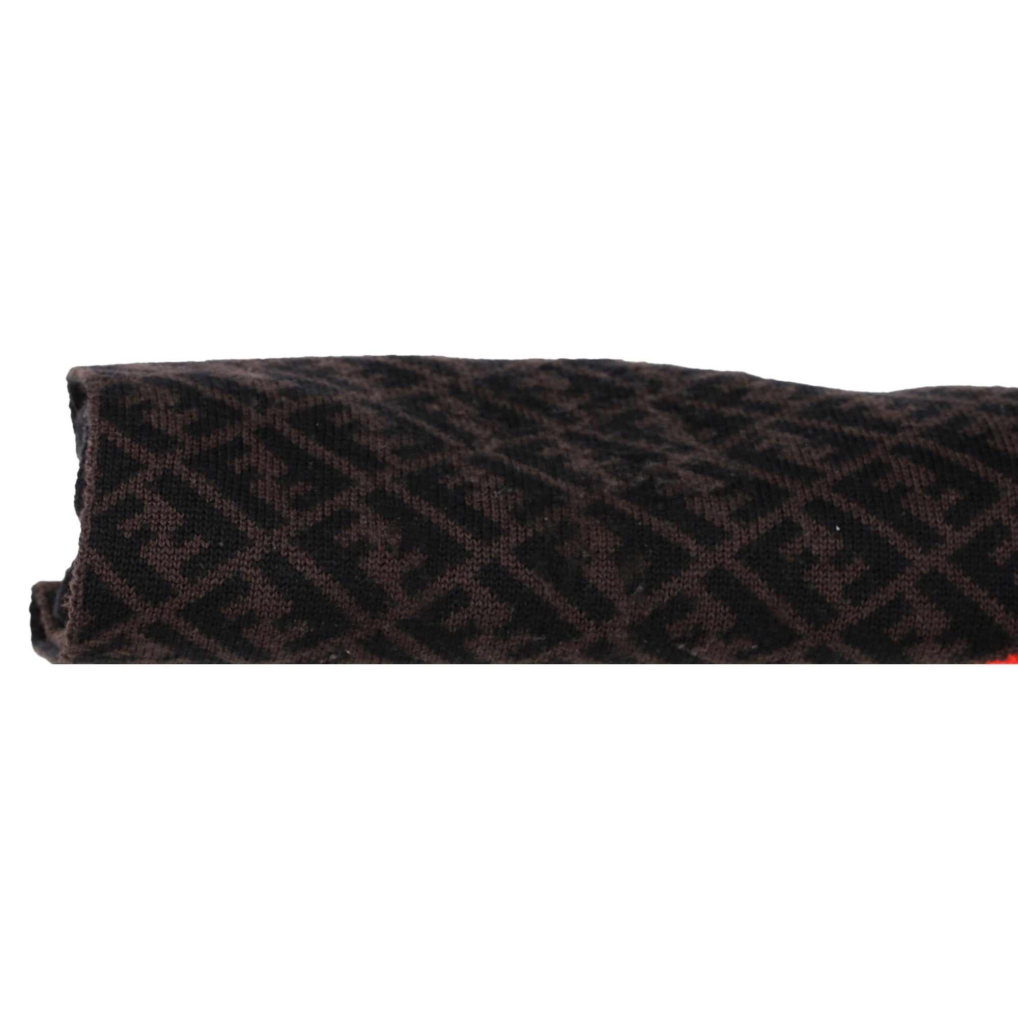 Fendi Logo Scarf in Brown Wool