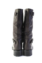 Fendi Womens Slip On Shearling Lined Knee High Boots Brown Leather