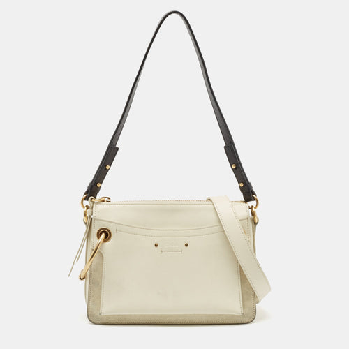 Chloe Off White Leather Small Roy Shoulder Bag