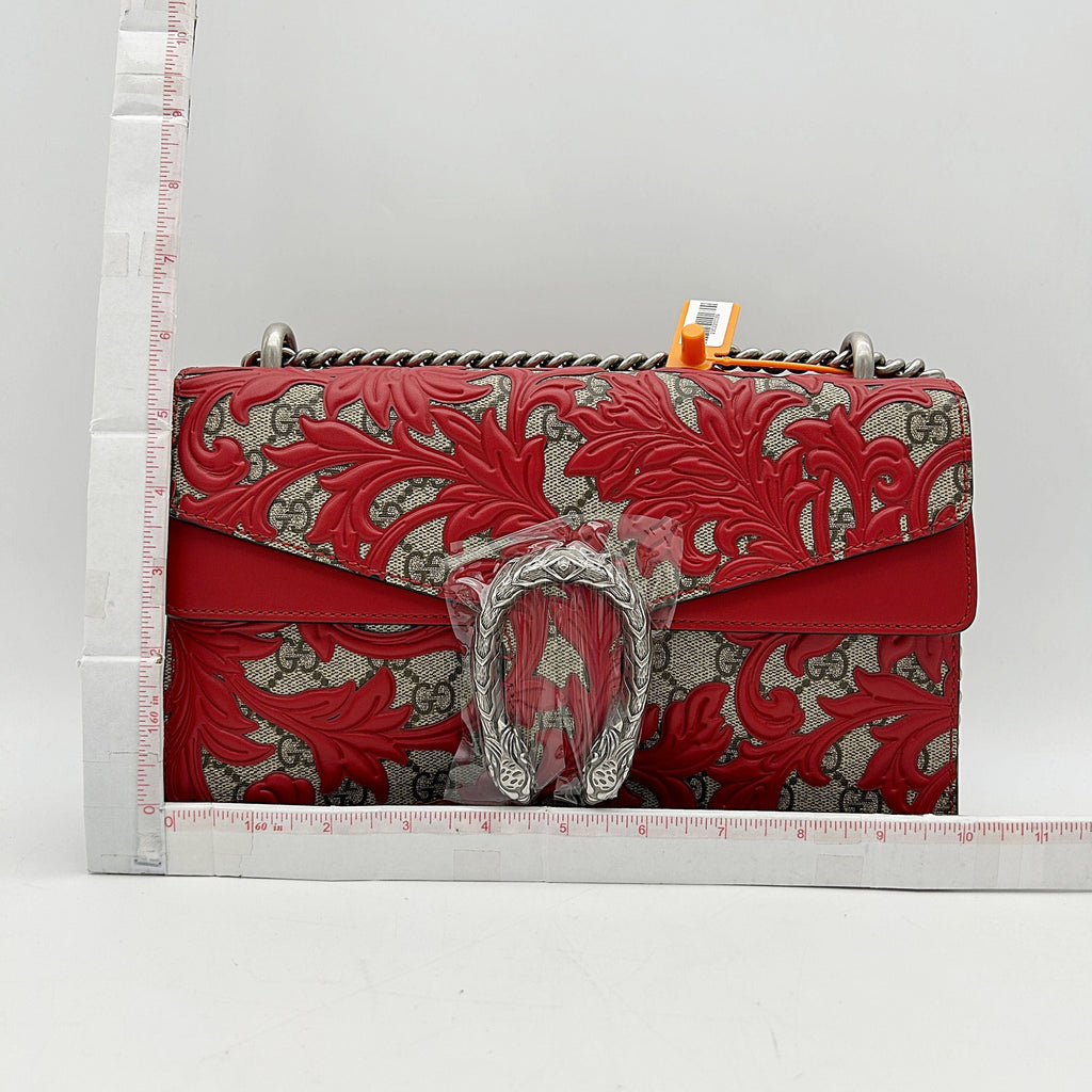 GUCCI GG Supreme Monogram Arabesque Small Dionysus Shoulder Bag Hibiscus Red 2504201804