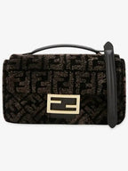 Fendi Baguette Chain Midi Shoulder Bag Dark Brown