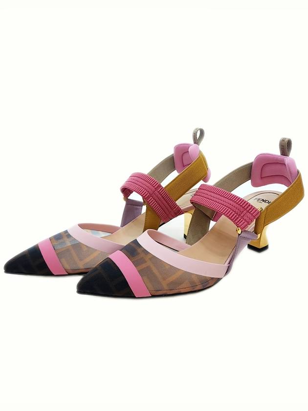 Fendi Colibri Mesh Medium Slingback Heel Pink