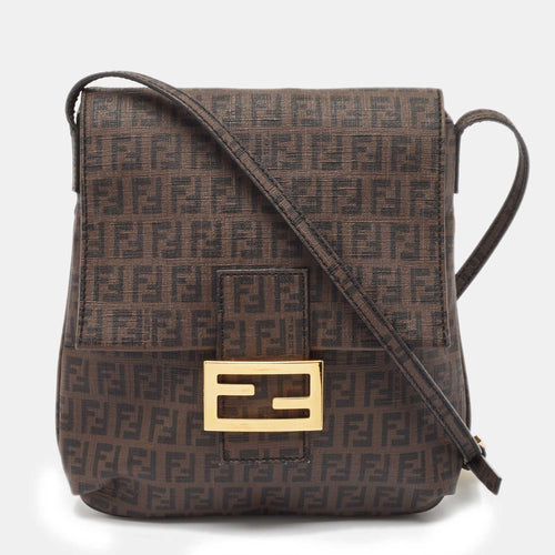 Fendi Zucchino Coated Canvas Flap Messenger Bag