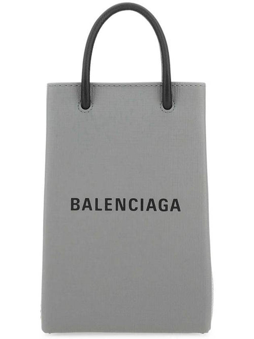 Balenciaga Logo Print Phone Holder Small Cross Bag Grey
