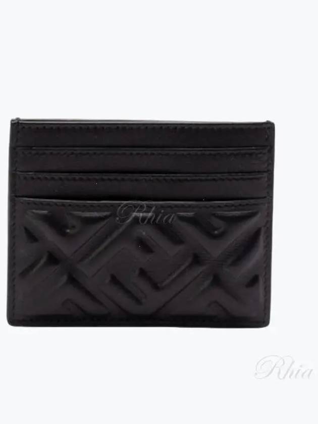 Fendi Baguette Embossed FF Logo Card Wallet Black