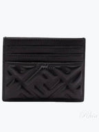 Fendi Baguette Embossed FF Logo Card Wallet Black