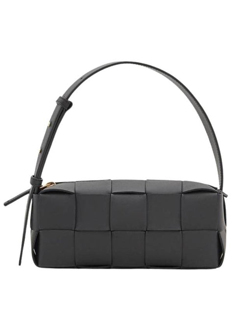Bottega Veneta Brick Cassette Intrecciato Small Shoulder Bag Black
