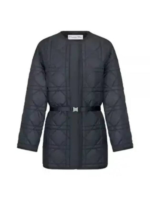 Macrocannage Belted Quilted Technical Taffeta Padding Navy Dior