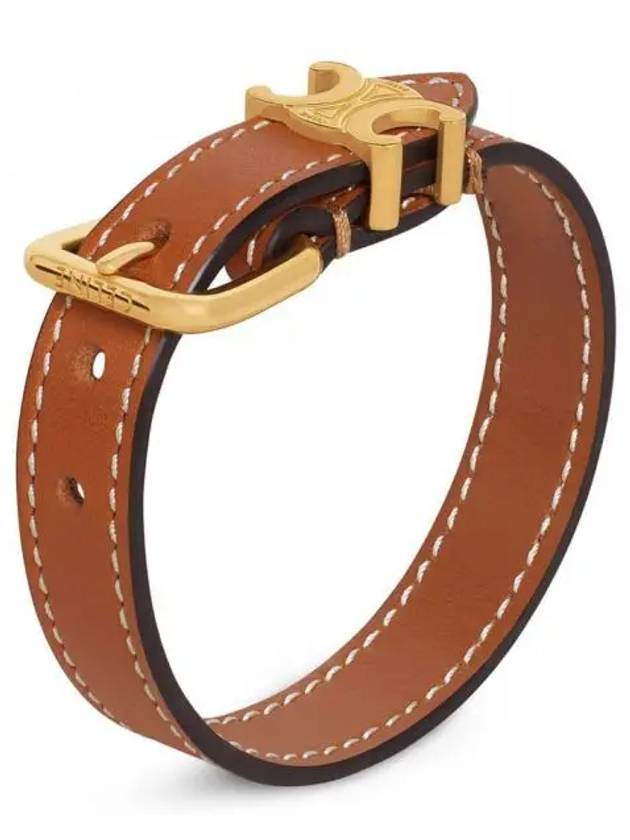 CELINE Triomphe Calfskin Bracelet Gold Tan