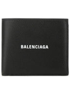 Balenciaga Logo Print Half Wallet Black