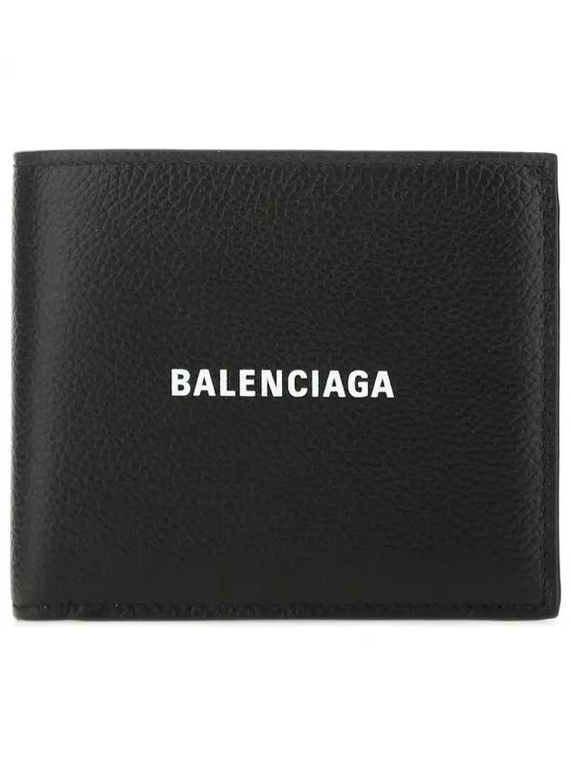 Balenciaga Logo Print Half Wallet Black