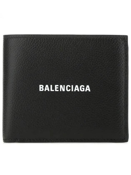 Balenciaga Logo Print Half Wallet Black