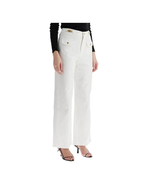 CELINE Gourmettes Cotton Straight Pants White