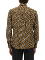 Burberry B Shield Embroidered Check Cotton Long Sleeve Shirt Oxide