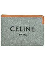 CELINE WoMen's Logo Pouch Bag Grey