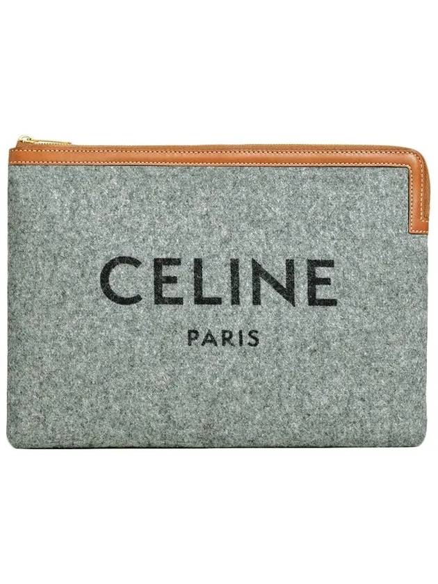 CELINE WoMen's Logo Pouch Bag Grey