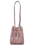 Fendi Origami FF Jacquard Velvet Shoulder Bag Pink