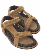 Fendi FF Jacquard Fabric Sandals Brown