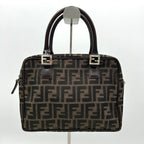 Fendi Brown Zucca Handbag Leather Cloth Pony-style calfskin fe8829bf