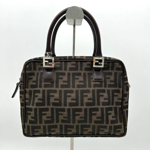 Fendi Brown Zucca Handbag Leather Cloth Pony-style calfskin fe8829bf