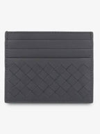 Bottega Veneta Intrecciato Leather Card Wallet Light Grey