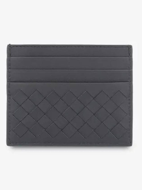 Bottega Veneta Intrecciato Leather Card Wallet Light Grey