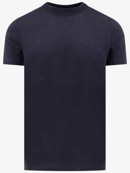 Embroidered Logo Cotton Jersey Short Sleeve T-Shirt Navy Dior