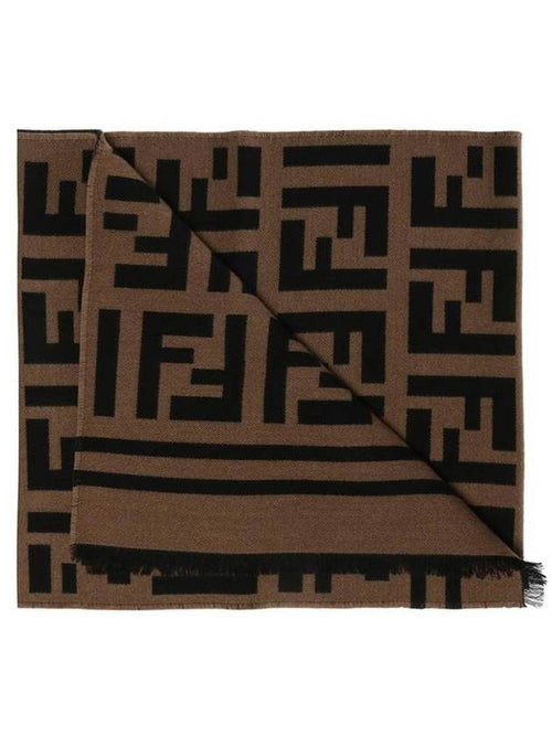 Fendi FF Motif Wool Scarf Brown