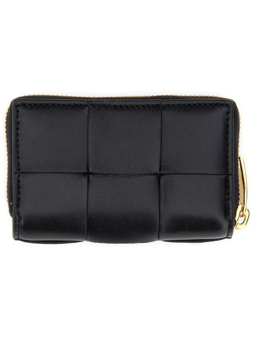 Bottega Veneta Cassette Accordion Zipper Bicycle Wallet Black