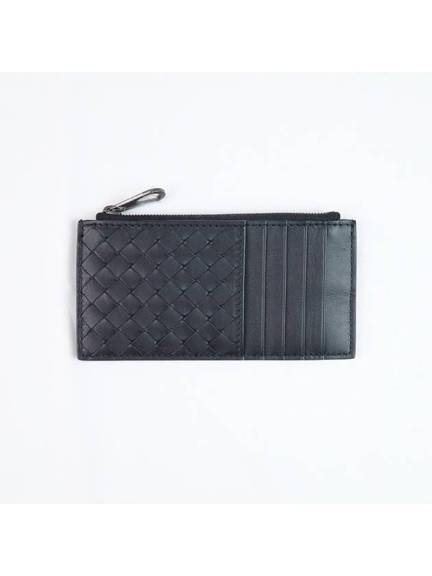 Bottega Veneta Intrecciato Zipper Card Wallet Black