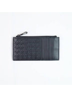Bottega Veneta Intrecciato Zipper Card Wallet Black