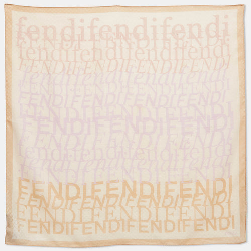 Fendi Beige Monogram Cotton Square Scarf