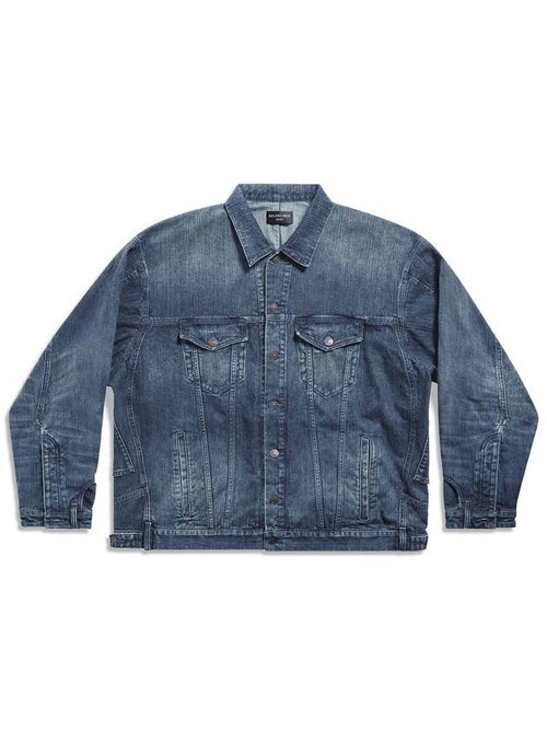 Balenciaga Men's Deconstructed Denim Jacket Dark Blue