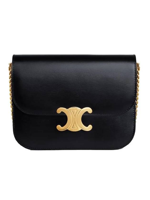 CELINE College Triomphe Shiny Calfskin Cross Bag Black