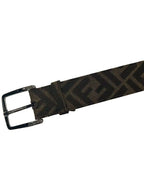 Fendi Embroidered Canvas Belt Brown
