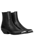CELINE Calfskin Metal Toe Cruiser Chelsea Boots Black