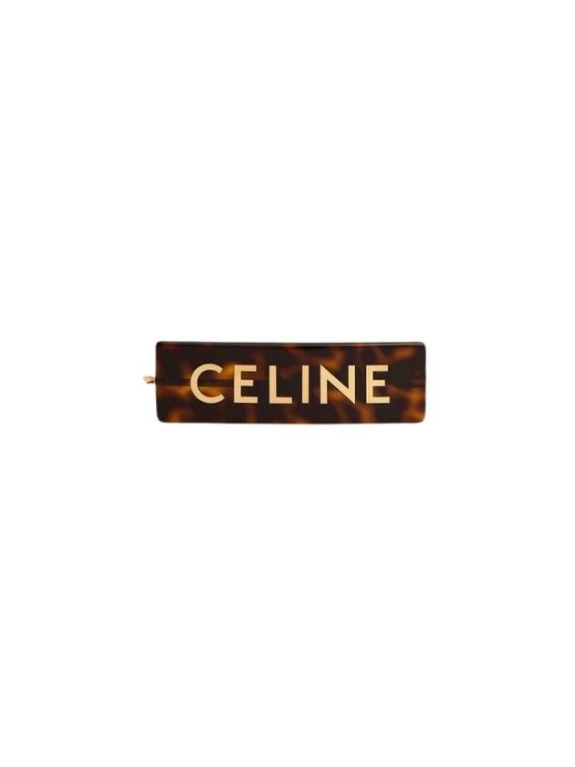 CELINE Logo Acetate Hair Slides Dark Havana