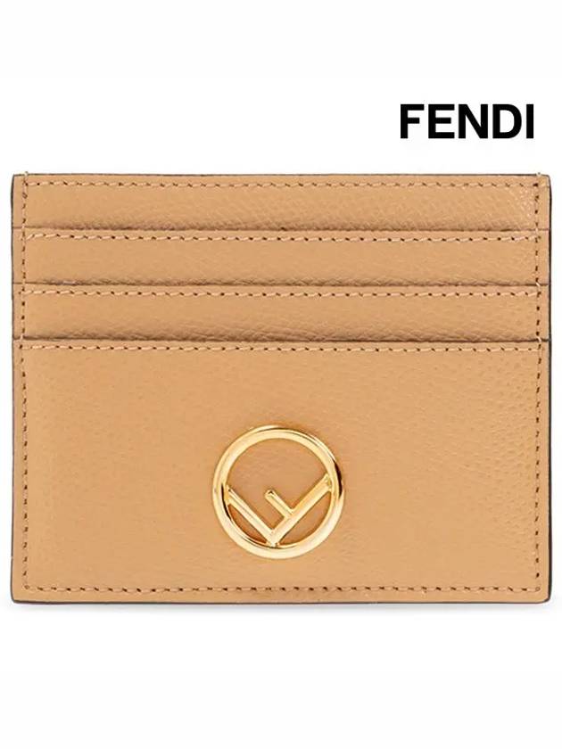 Fendi Signature Logo Card Wallet Beige