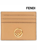 Fendi Signature Logo Card Wallet Beige