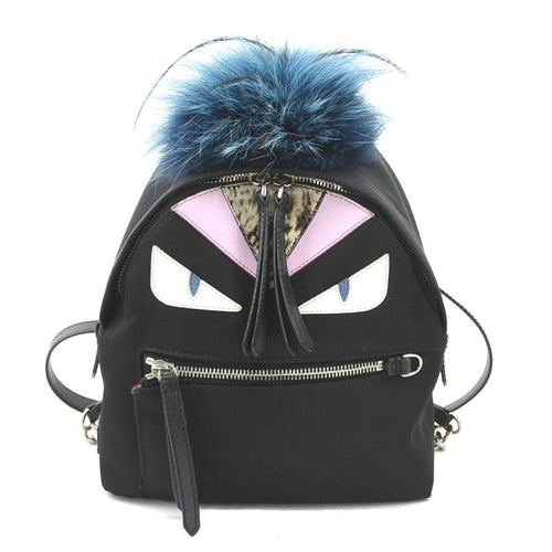 Fendi  blue Nylon Fur Backpack ()