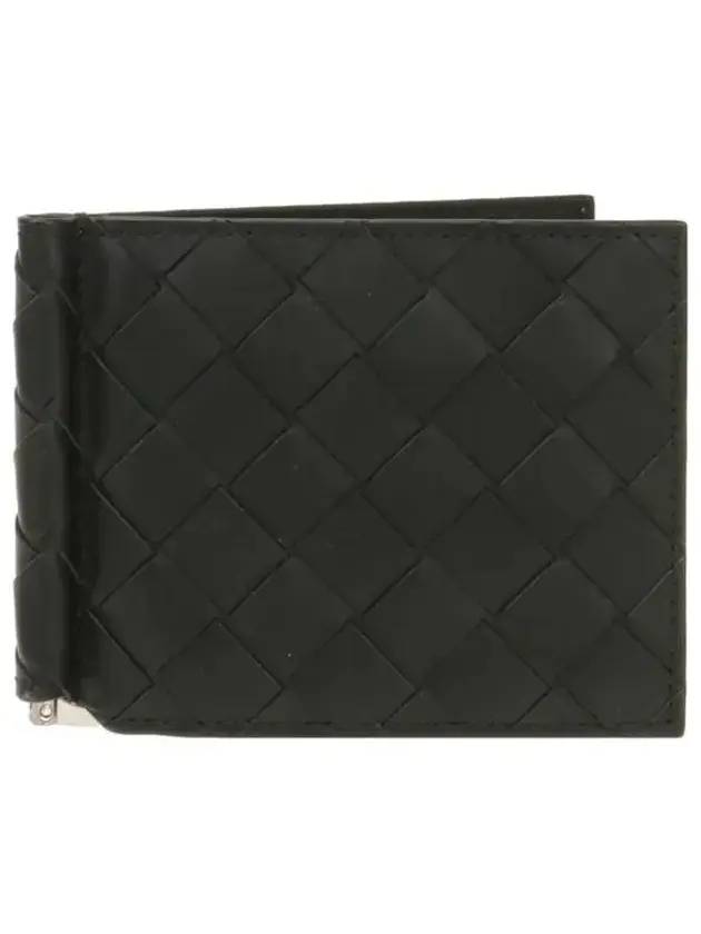 Bottega Veneta Intrecciato Money Clip Half Wallet Black