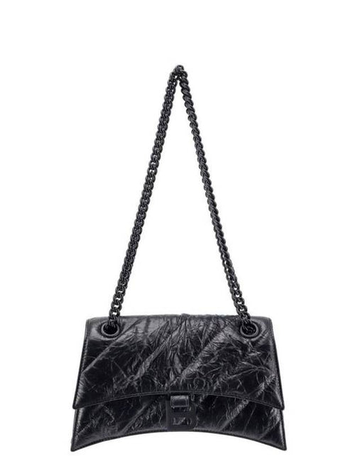 Balenciaga Crush Chain Strap Leather Shoulder Bag Black