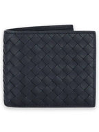 Bottega Veneta Men's Intrecciato Half Wallet Navy